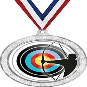 Archery Medal, 2 1/2" Silver Glitter Archery Shooter Medals, Great Archery Awards 50 Pack Prime