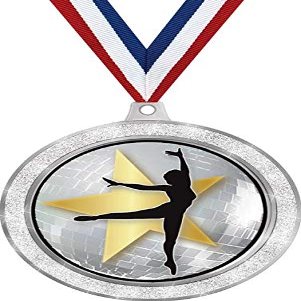 2 1/2" Silver Dance Medals, Glitter Ballet Girls Dance Awards 20 Pack