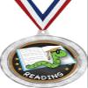 2 1/2" Silver Glitter Reading Medal, Book Worm Medal Awards 50 Pack view 1