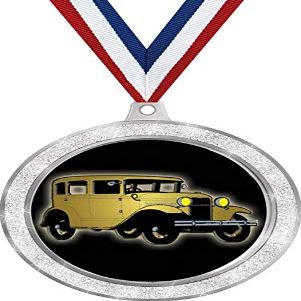 Antique Car Medal, 2 1/2" Silver Glitter Auto Show Medals, Great Car Show Awards 50 Pack Prime