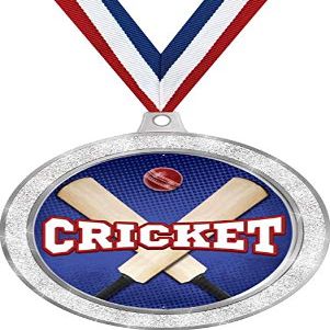 Cricket Medal, 2 1/2" Silver Glitter Cricket Medals, Great Cricket Awards 50 Pack Prime