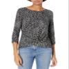 A. Byer Junior's Twist Front Pullover Top, Black Leopard, M view 1