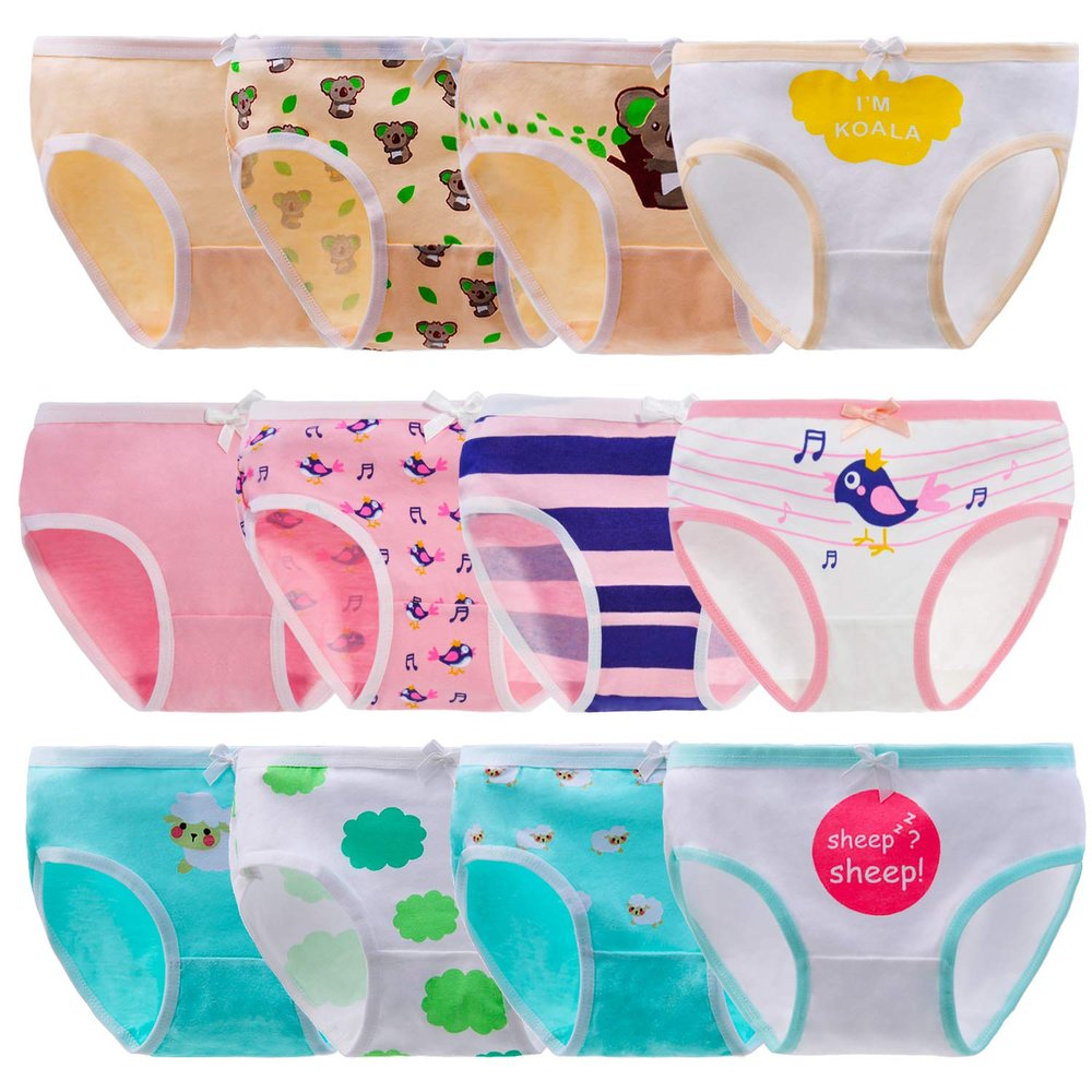Anktry Baby 12 Pack Panties Soft Comfort Knickers Cotton Underwear Little Girls Assorted Briefs 2-14 Yrs