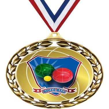 Bocce Ball Medals - 2 1/2" Laurel Wreath Bocce Ball Medal - Great Bocce Ball Awards for Kids 100 Pack