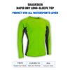 Sharkskin Rapid Dry Long Sleeves Tops Loose Fit Lime Green view 4