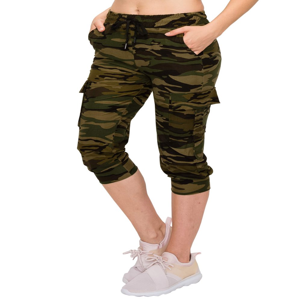 ALWAYS Womens Cargo Capri Jogger Sweatpants with Pockets  Super Soft Stretch Lounge Pants, Casual Joggers for Women, Daily Wear & Travel, Camo 143 M