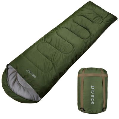 3-4 Season Sleeping Bag for Adults & Kids, Lightweight Warm Cold Weather Camping Bag with Waterproof Compression Sack Portable for Hiking, Backpacking, Traveling & Outdoor Adventures (Army Green)