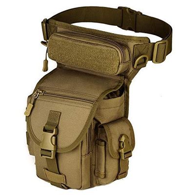 Gexgune Climbing Bags | Waterproof Nylon Tactical Drop Leg Bag Molle System Hunting Tool Waist Pack Belt Thigh Pouch Men Women Military EquipmentKhaki