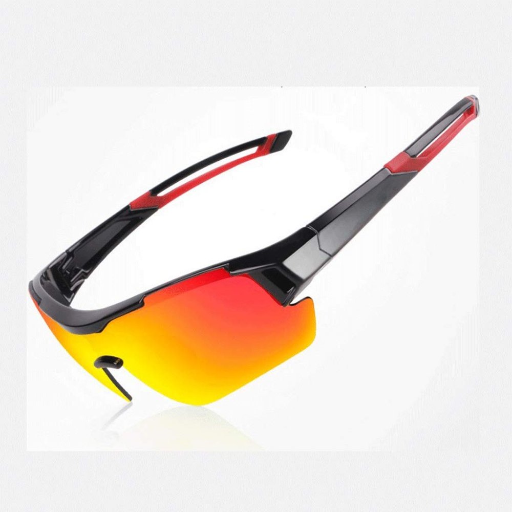 Sports Sunglasses Portable Ride Solar Polarized Glasses Ultralight Frame Design Anti UV Glasses Mirror Anti Glare Riding Glasses Windproof P-48 (Red)