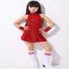 LOLANTA Girls Sequins Dance Dress Sparkle Hip Hop Jazz Dance Outfits Sleeveless Top and Shorts (Red, 6-7Years) view 3