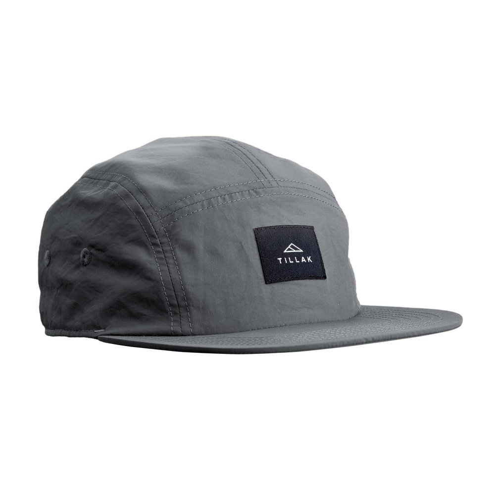 Tillak Wallowa Camp Hat, Lightweight Nylon 5 Panel Cap with Snap Closure (Basalt Grey)