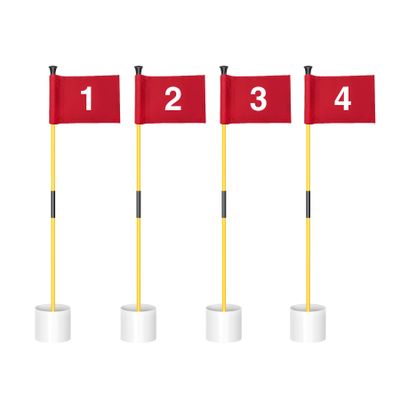 KINGTOP Miniature Golf Flagstick, Practice Putting Green Flags for Yard, Golf Pin Flag Hole Cup Set, Portable 2-Section Design, 3ft Flagpole, Indoor | Outdoor, Red Flag Numbered #1 2 3 4, 4-Pack