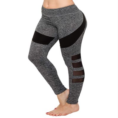 ALWAYS Yoga Pants for Women - High Waisted Mesh Stretch Workout Activewear Leggings Grey Black M