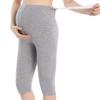 QingWan Women Maternity Shorts Under Dress Plus Size Pregnancy Capri Leggings Over Belly Grey view 4