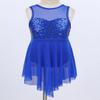 dPois Kids Girls' Sleeveless Dance Ballet Dress Gymnastics Leotard Sequins Lyrical Latin Modern Dancewear Blue 10 view 2