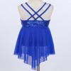 dPois Kids Girls' Sleeveless Dance Ballet Dress Gymnastics Leotard Sequins Lyrical Latin Modern Dancewear Blue 10 view 3