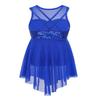 Agoky Kids Girl's Lyrical Dance Costume Dress Illusion Sweetheart Chiffon Skirted Leotard Modern Contemporary Dresses Blue 9-10 view 2