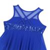 Agoky Kids Girl's Lyrical Dance Costume Dress Illusion Sweetheart Chiffon Skirted Leotard Modern Contemporary Dresses Blue 9-10 view 4
