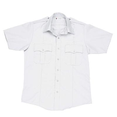 Liberty Uniform Men's Short Sleeve Police Shirt | 65% Polyester and 35% Cotton | Permanent Press Uniform Apparel White