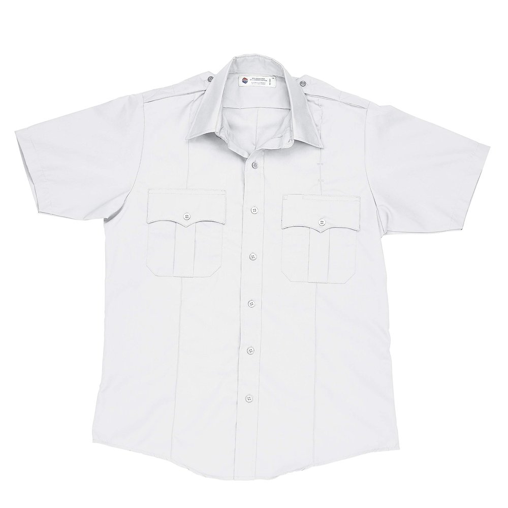Liberty Uniform Men's Short Sleeve Police Shirt | 65% Polyester and 35% Cotton | Permanent Press Uniform Apparel White