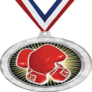 Boxing Medal, 2 1/2" Silver Glitter Boxing Glove Medals, Great Boxing Awards 100 Pack Prime