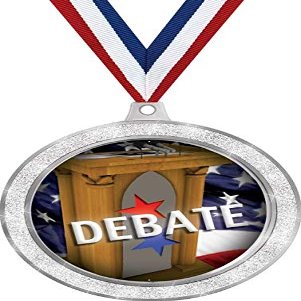 Debate Medal, 2 1/2" Silver Glitter Debate Medals, Great Debate Awards 10 Pack Prime