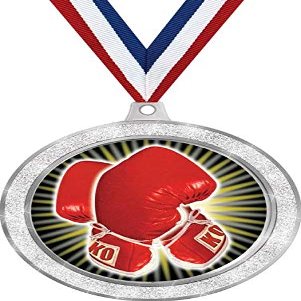 Boxing Medal, 2 1/2" Silver Glitter Boxing Glove Medals, Great Boxing Awards 50 Pack Prime