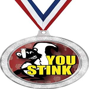 2 1/2" Silver You Stink Medals, Last Place Joke Awards 50 Pack Prime
