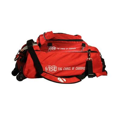 Vise Clear Top 3 Ball Tote Roller Bowling Bag with Shoe Bag- Red