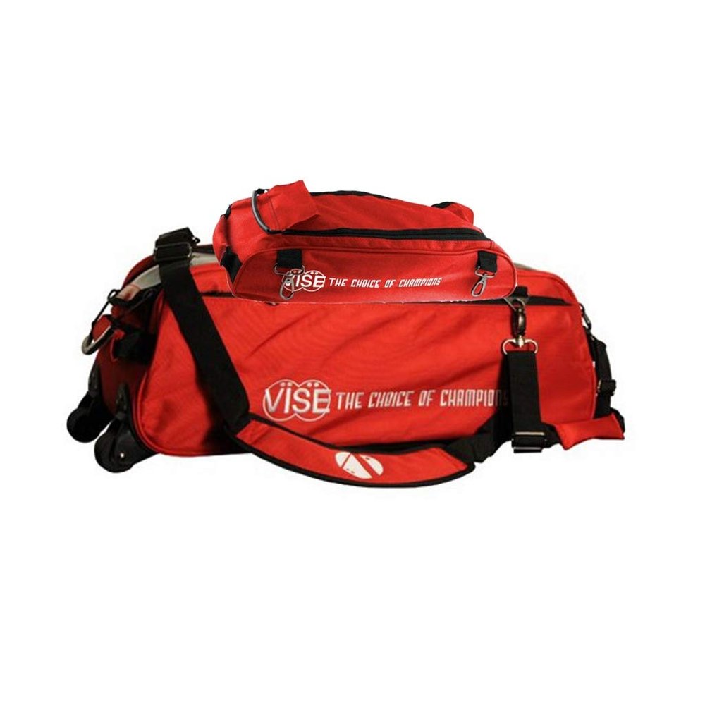 Vise Clear Top 3 Ball Tote Roller Bowling Bag with Shoe Bag- Red
