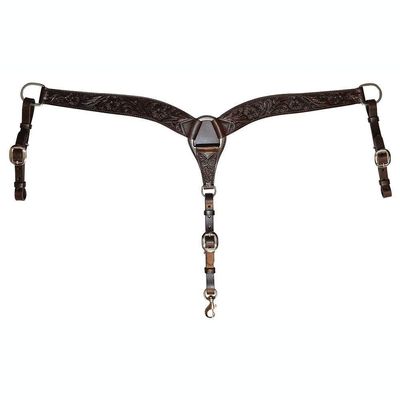 Circle Y 2" Wide Contoured Classic Floral Breast Collar for Horse, Walnut