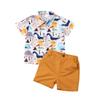 Baby Kids Boy Gentleman Suits, Flamingo Printed Button Down Shirt +Pink Shorts Set 2Pcs Outfits Set (Yellow, 1-2T) view 1