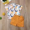 Baby Kids Boy Gentleman Suits, Flamingo Printed Button Down Shirt +Pink Shorts Set 2Pcs Outfits Set (Yellow, 1-2T) view 2
