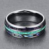 8mm Blue Abalone Shell Inlay Comfort Fit Stainless Steel Ring Domed Engagement Wedding Band for Men Women (Size 14) view 2