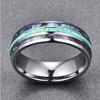 8mm Blue Abalone Shell Inlay Comfort Fit Stainless Steel Ring Domed Engagement Wedding Band for Men Women (Size 13) view 3