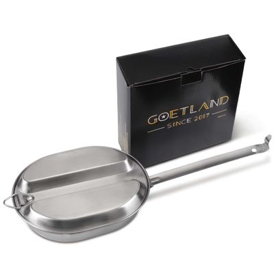Goetland 304 Stainless Steel US Military Mess Kit Plate Set GI Type Outdoor Camping Hiking Picnic BBQ Beach