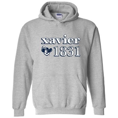 AH1177 - Xavier Musketeers Throwback Year Stripe Hoodie - Medium - Sport Grey