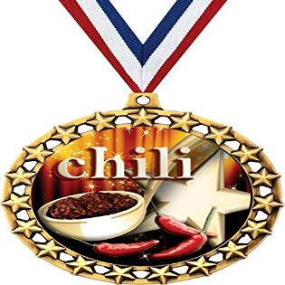 Chili Pot Medal, 2 1/2" Galaxy Star Chili Cook Off Medals, Great Cooking Awards 10 Pack Prime