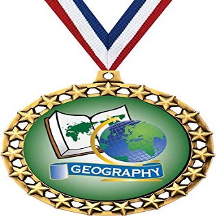 Geography Medal, 2 1/2" Galaxy Star Kids Education Medals, Great Academic Awards 10 Pack Prime
