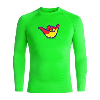 Junior Guards 3-Color Shaka Long Sleeve Rashguard - Lime Green - L