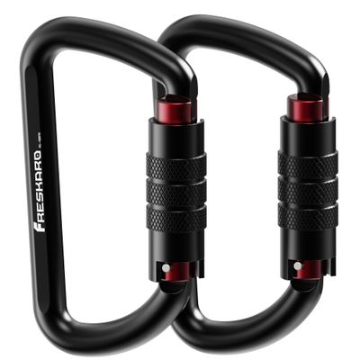 3inch Locking Carabiner Clips-Twist Auto Lock Caribeener, Heavy Duty Keychain Key carabeaner Hooks, 7075 Aerial Aluminum Ultra Light, for Hammock, Hiking, Yoga Swing, Camping, Backpack etc, Black