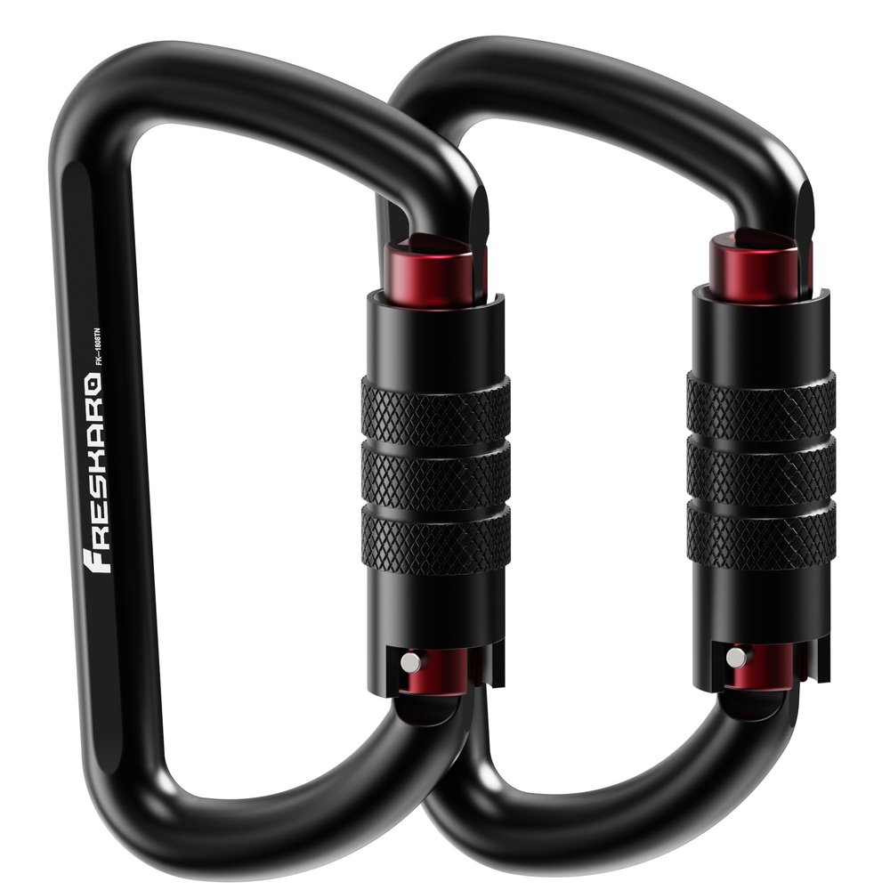 3inch Locking Carabiner Clips-Twist Auto Lock Caribeener, Heavy Duty Keychain Key carabeaner Hooks, 7075 Aerial Aluminum Ultra Light, for Hammock, Hiking, Yoga Swing, Camping, Backpack etc, Black