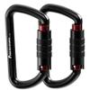 3inch Locking Carabiner Clips-Twist Auto Lock Caribeener, Heavy Duty Keychain Key carabeaner Hooks, 7075 Aerial Aluminum Ultra Light, for Hammock, Hiking, Yoga Swing, Camping, Backpack etc, Black view 1