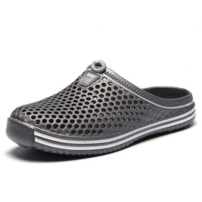 ILINXUAN Womens Mens Bathroom Garden Non-slip Hole Breathable Lightweight Sandals Unisex Beach Quick Drying Sandals Couple Indoor/Outdoor Slippers Grey EU 37