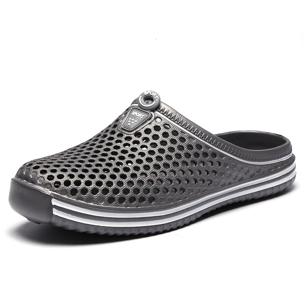 ILINXUAN Womens Mens Bathroom Garden Non-slip Hole Breathable Lightweight Sandals Unisex Beach Quick Drying Sandals Couple Indoor/Outdoor Slippers Grey EU 37