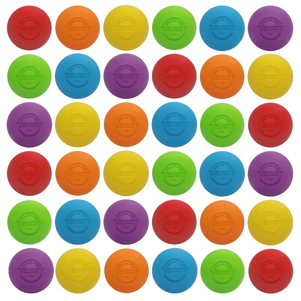 Velocity Practice Lacrosse Balls - 1, 2, 3, 6, 12, 18, 24, 36, 60 and 120 Packs - Official Size and Weight - Multi Color
