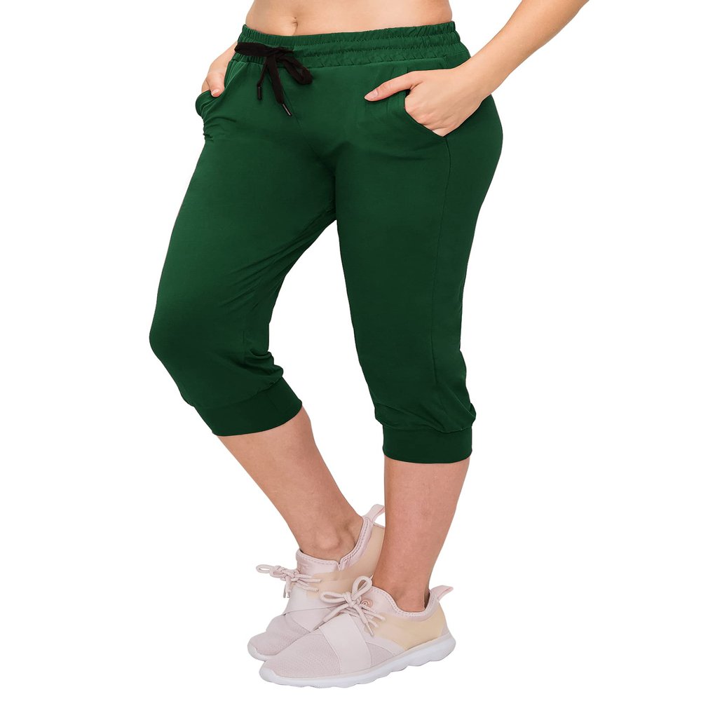 ALWAYS Womens Capri Jogger Sweatpants with Pockets  Super Soft Stretch Lounge Pants, Casual Joggers for Women, Yoga Workout & Daily Wear, Hunter Green US M (Tag L/XL)