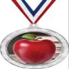 Apple Medal, 2 1/2" Silver Glitter Teachers Apple Medals, Great Education Awards 50 Pack Prime view 1
