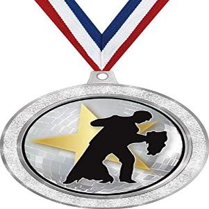 Ballroom Dance Medal, 2 1/2" Silver Glitter Dancing Medals, Great Dancer Awards 100 Pack Prime