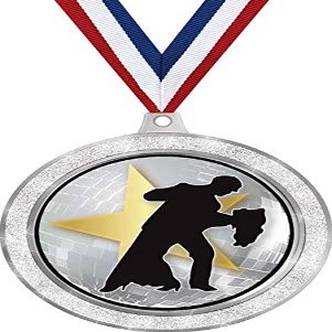 Ballroom Dance Medal, 2 1/2" Silver Glitter Dancing Medals, Great Dancer Awards 100 Pack Prime
